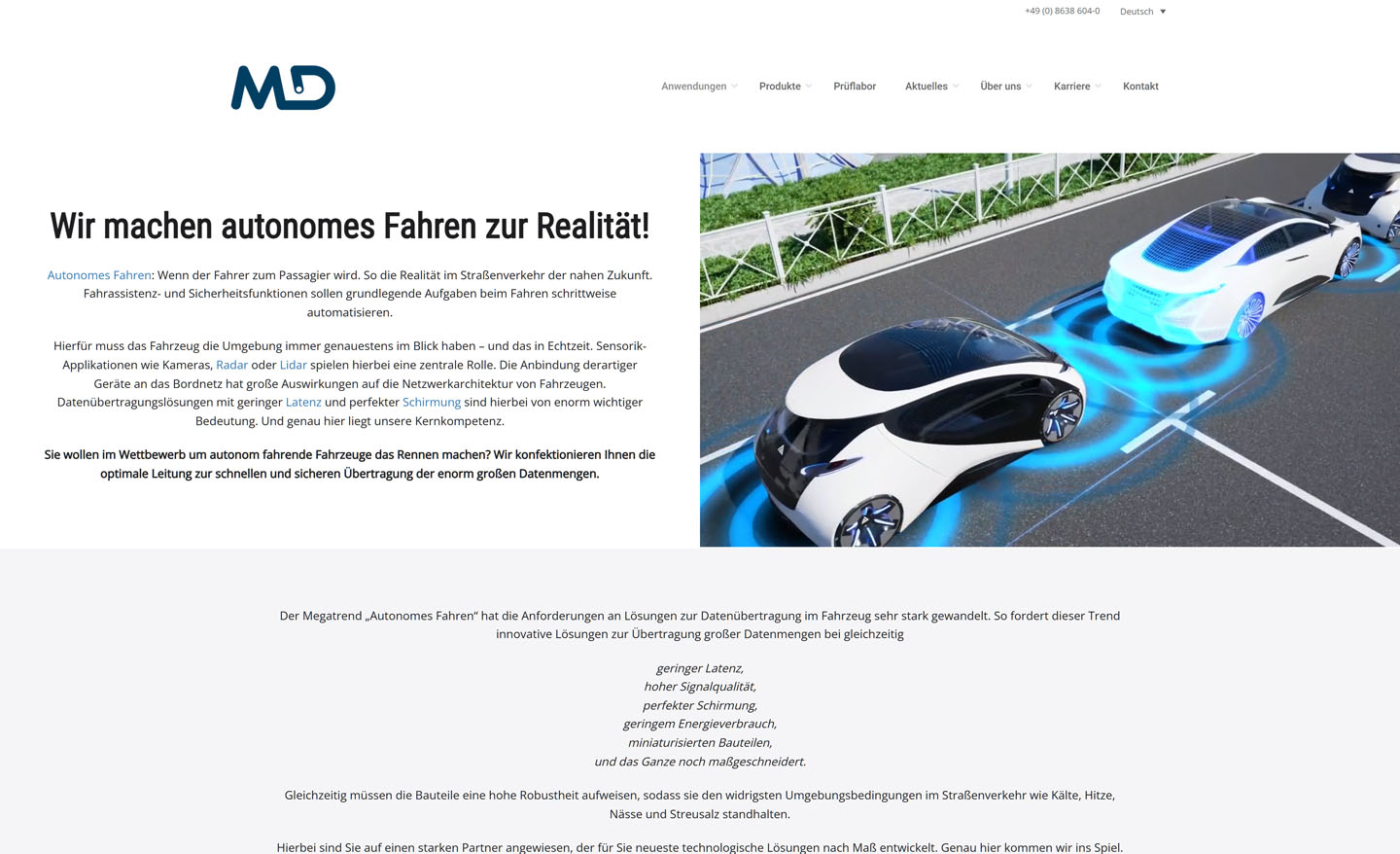 Screenshot von MD Elektronik